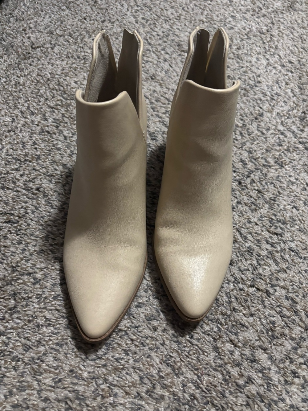 Women's Cream Pointed Toe Ankle Booties